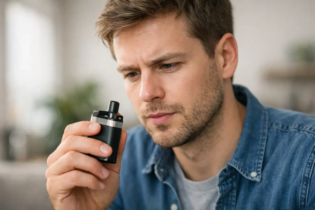 Beginner learning what is a drip tip on a vape device